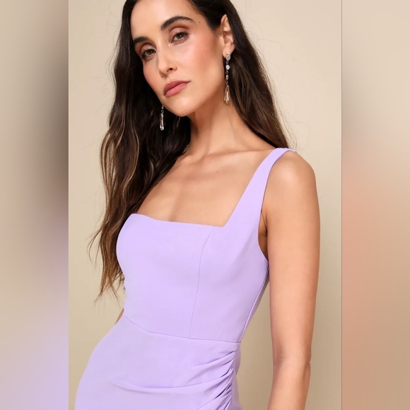 Lulus Glamorous Disposition Lavender Ruched Maxi Dress L Wedding Party Prom - Picture 4 of 9
